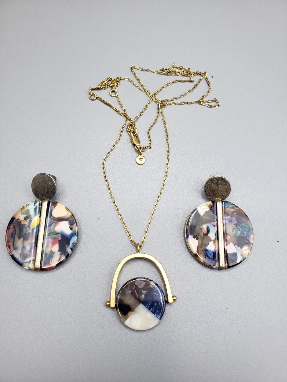 Madewell Spinning Disc Necklace & Sugarfix Earrings - Confetti Mix & Match set